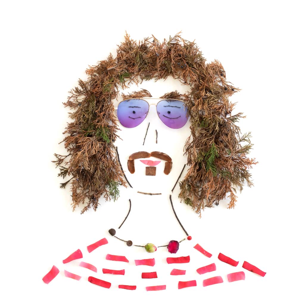 Frank Zappa foliage face by Caroline Lord