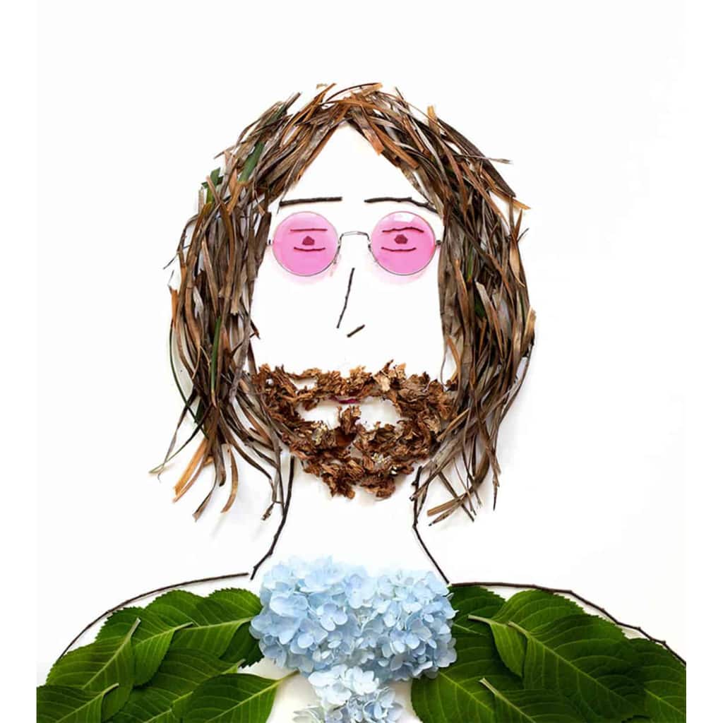 John Lennon foliage face by Caroline Lord