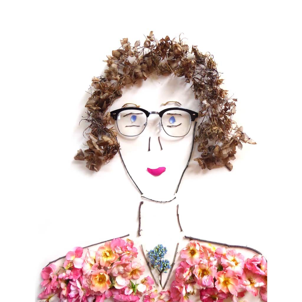 Flannery O'Connor foliage face by Caroline Lord