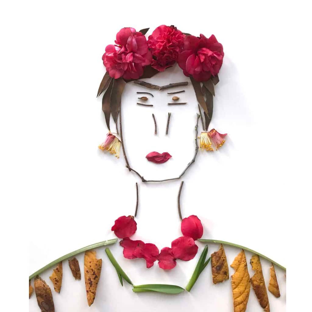 Frida Kahlo Foliage Face by Caroline Lord